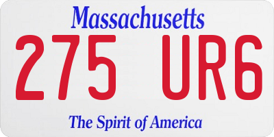 MA license plate 275UR6