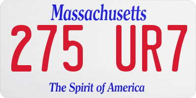 MA license plate 275UR7