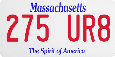 MA license plate 275UR8