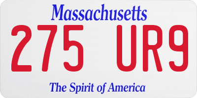 MA license plate 275UR9