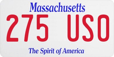 MA license plate 275US0