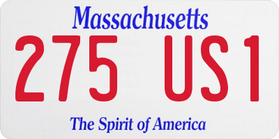 MA license plate 275US1