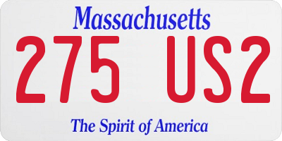 MA license plate 275US2