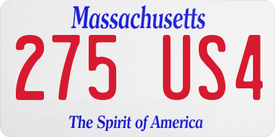 MA license plate 275US4