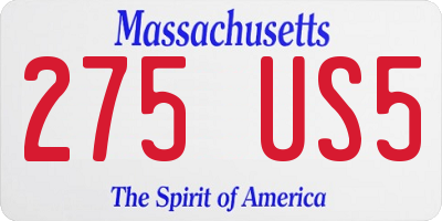 MA license plate 275US5
