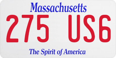 MA license plate 275US6