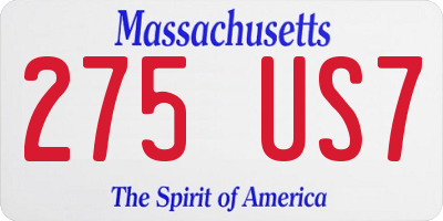 MA license plate 275US7