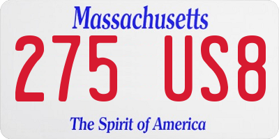 MA license plate 275US8