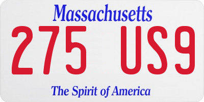 MA license plate 275US9