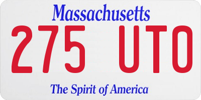 MA license plate 275UT0