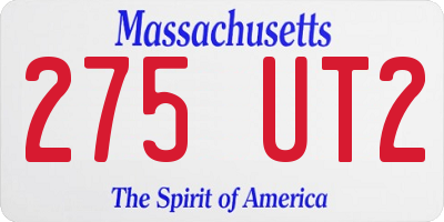 MA license plate 275UT2