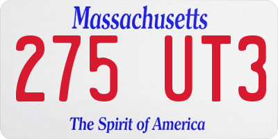 MA license plate 275UT3