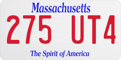 MA license plate 275UT4