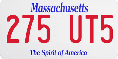 MA license plate 275UT5