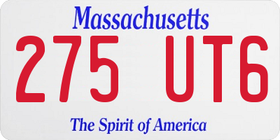 MA license plate 275UT6