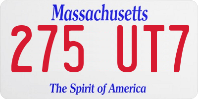MA license plate 275UT7
