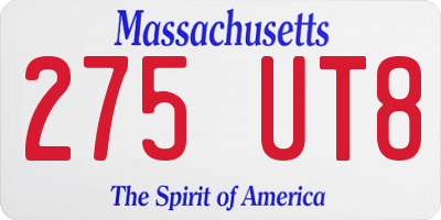 MA license plate 275UT8