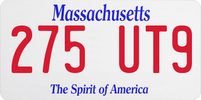 MA license plate 275UT9