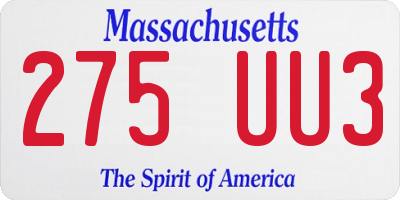 MA license plate 275UU3