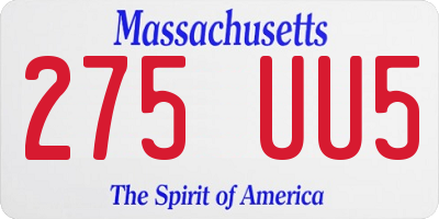 MA license plate 275UU5