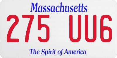MA license plate 275UU6