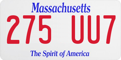 MA license plate 275UU7