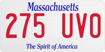 MA license plate 275UV0