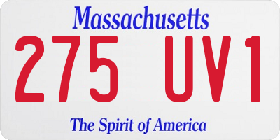 MA license plate 275UV1