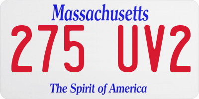 MA license plate 275UV2