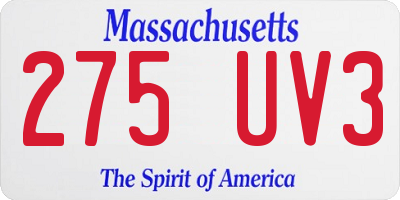 MA license plate 275UV3