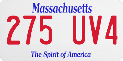 MA license plate 275UV4