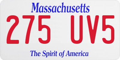MA license plate 275UV5