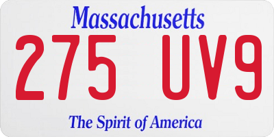 MA license plate 275UV9