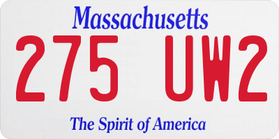MA license plate 275UW2