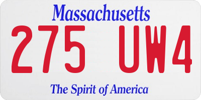 MA license plate 275UW4