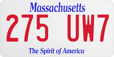 MA license plate 275UW7