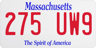 MA license plate 275UW9