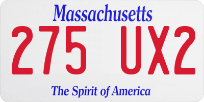 MA license plate 275UX2