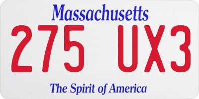 MA license plate 275UX3