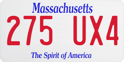 MA license plate 275UX4