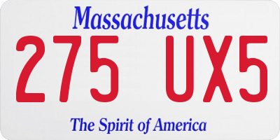 MA license plate 275UX5