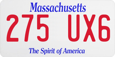 MA license plate 275UX6