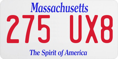 MA license plate 275UX8