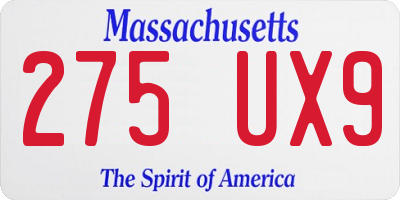 MA license plate 275UX9