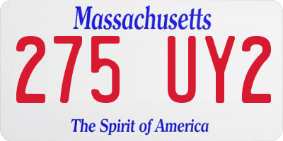 MA license plate 275UY2