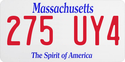 MA license plate 275UY4