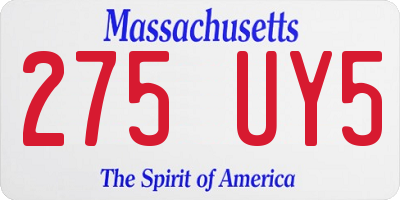MA license plate 275UY5