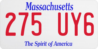 MA license plate 275UY6