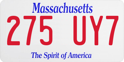 MA license plate 275UY7