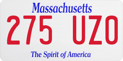 MA license plate 275UZ0